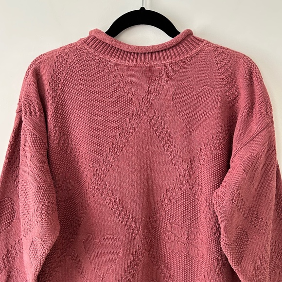 Vintage 100% Cotton Flower & Heart Pink Sweater - Picture 13 of 16